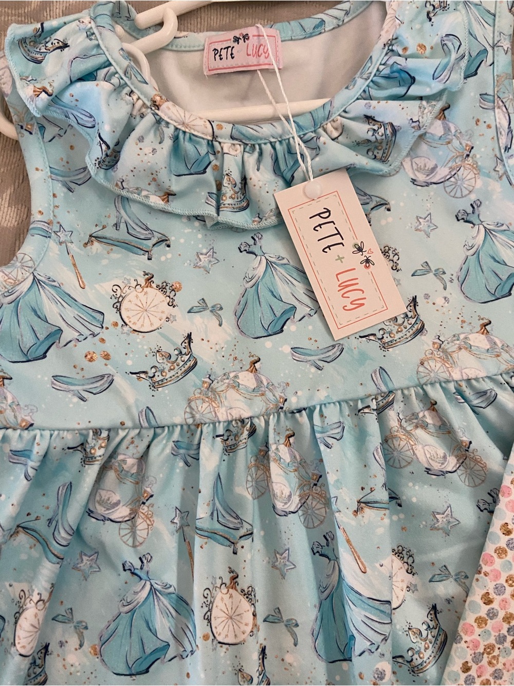 Girls 4T Blue Princess Dress & Patterned Leggings Matching Set - Picture 2 of 5